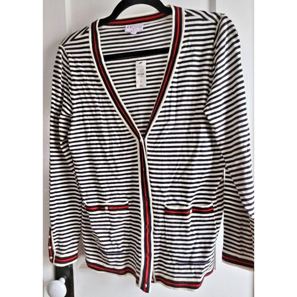 NWT‎ Talbots Oprah Magazine embroidered stripe cardigan woman Sz Sp